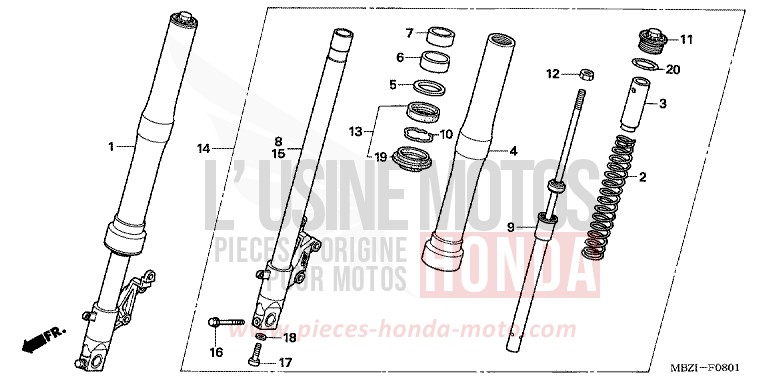 FRONT FORK (CB600F5/6) for CB600F Hornet BOMBAY ORANGE METALLIC (YR254) from 2006